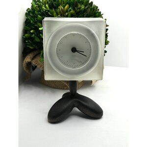 Michael Graves Clear Lucite Desk Alarm Clock Tripod Bronze Base